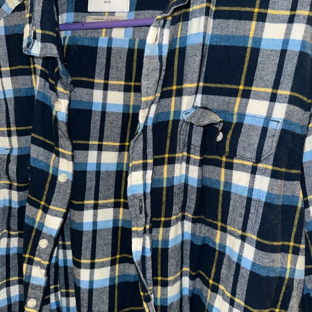 Goodfellow & Co Blue Plaid Casual Button Down Shirt